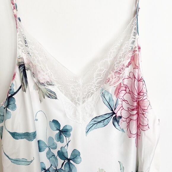 Linea Donatella Noralee Lace-Trim Chemise Nightgown IVORY MULTI - Picture 5 of 8